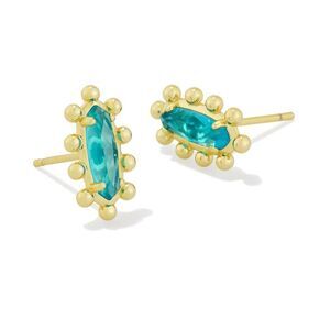 Kendra Scott Emma Framed Stud Earrings - Gold/Bright Blue Glass One Size